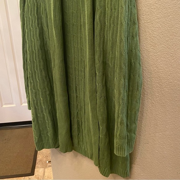 CHICO’S Women Green Linen Blend Longline Open Knit Cardigan Sweater Size 2(L/12) - Picture 3 of 6